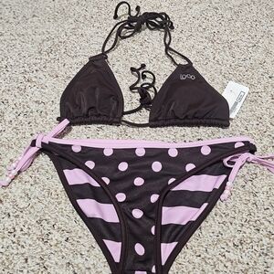 Loco Boutique Brown and Pink Reversible Bikini